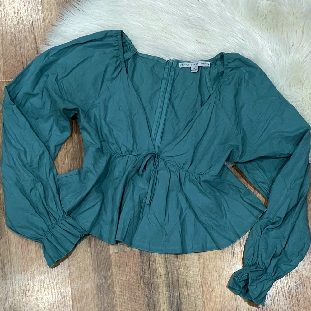 SALE Puff Longe Sleeve / Flare Blouse - Teal